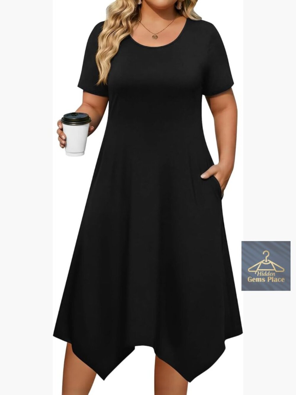 Plus Size Loose A-Line Midi Dress with Pockets Casual Summer Beach